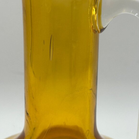 Unbranded hand blown amber with clear handle 4” miniature glass pitcher - Picture 3 of 7